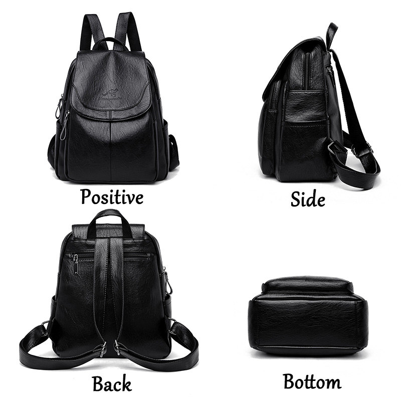 Leather Backpack Vintage - Vintage zachtlederen rugzak voor dames, 9