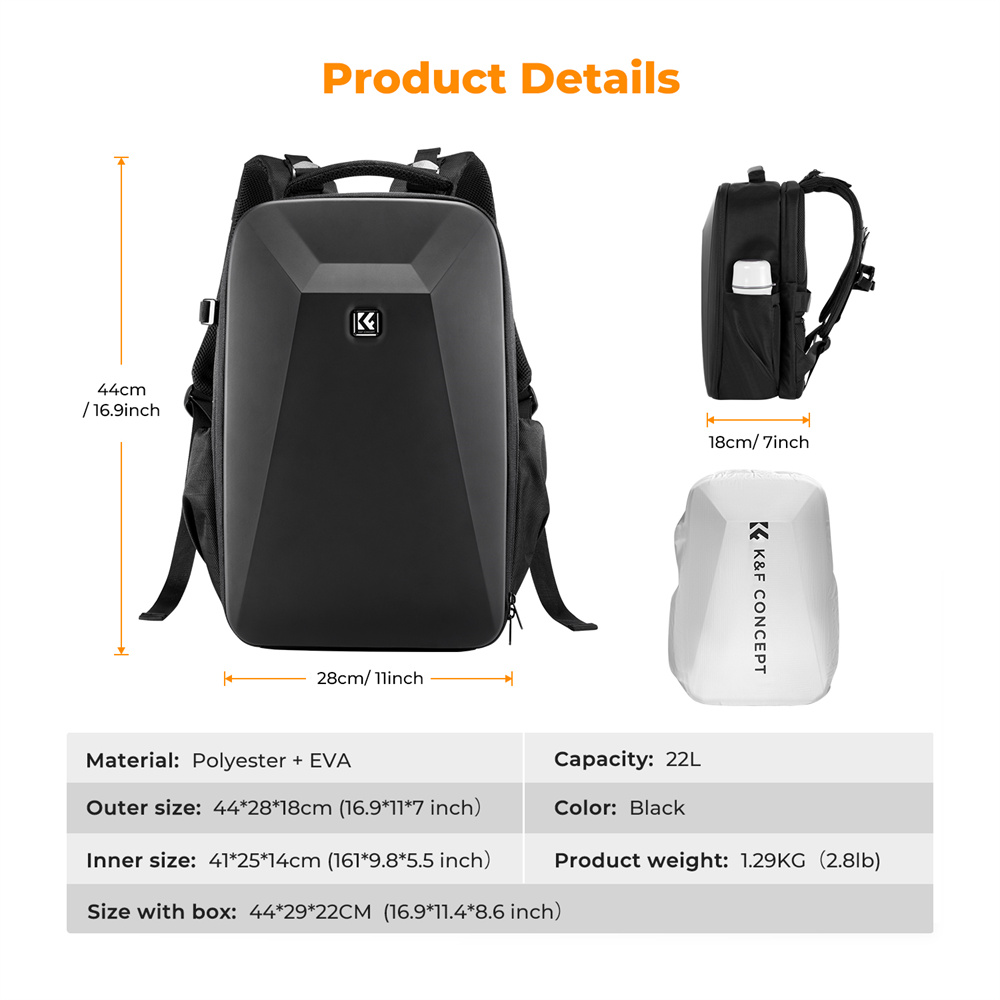 K&F CONCEPT Camera tas met gro - Rain Cover Backpack recensie en prijs